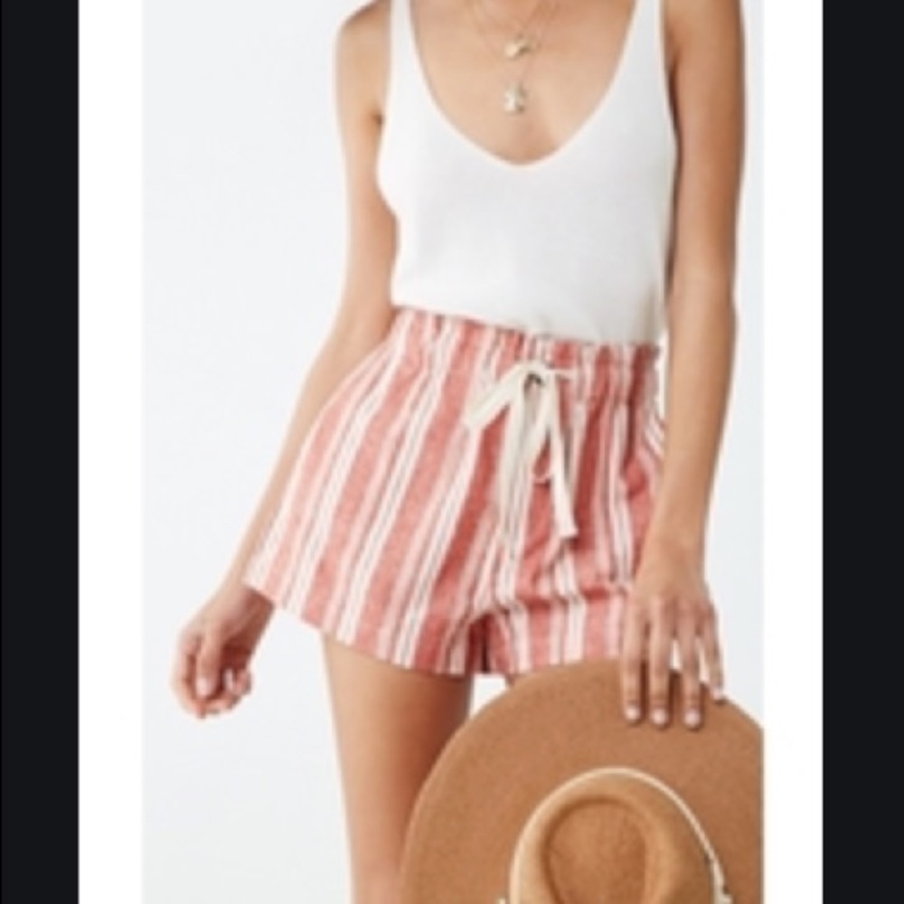 Striped Linen-Blend Woven Shorts with Rope Belt